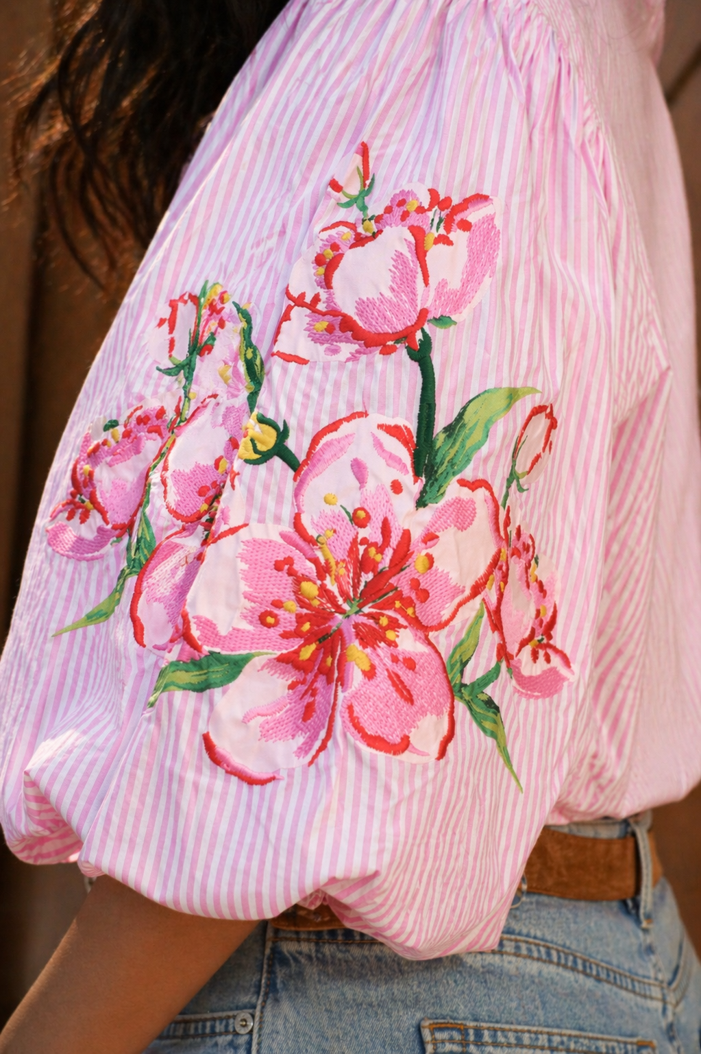 Chemise Rayé Manches Bouffantes