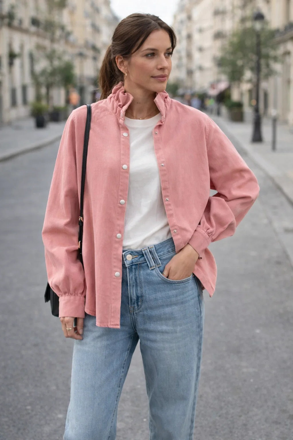 Chemise Col Volanté