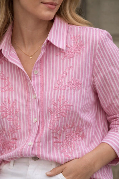 Chemise Rose Brodée