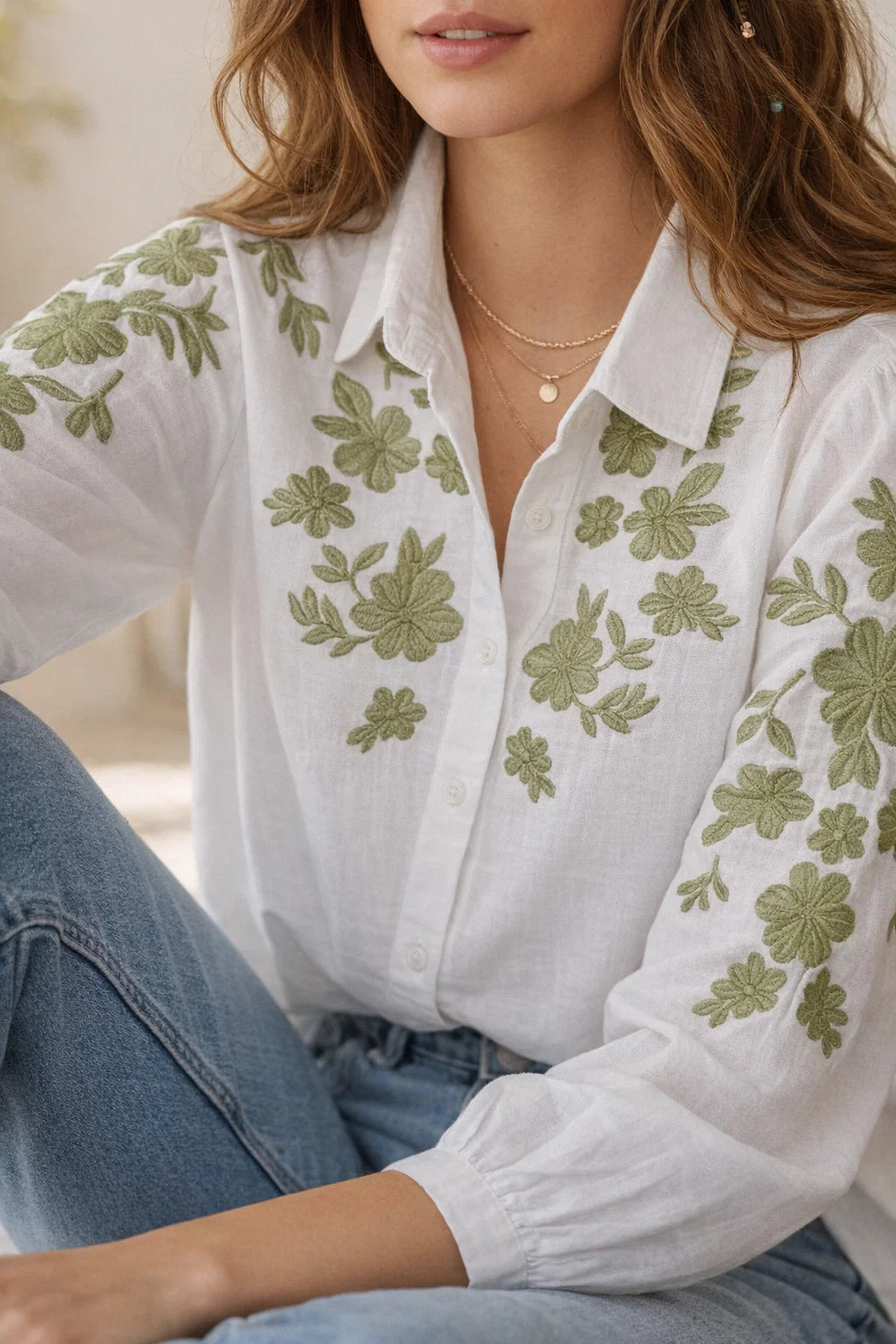 Chemise Broderie Verte