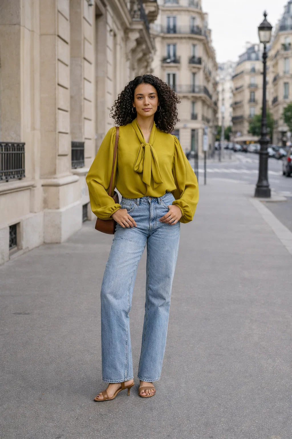 Chemise Col Lavallière Olive