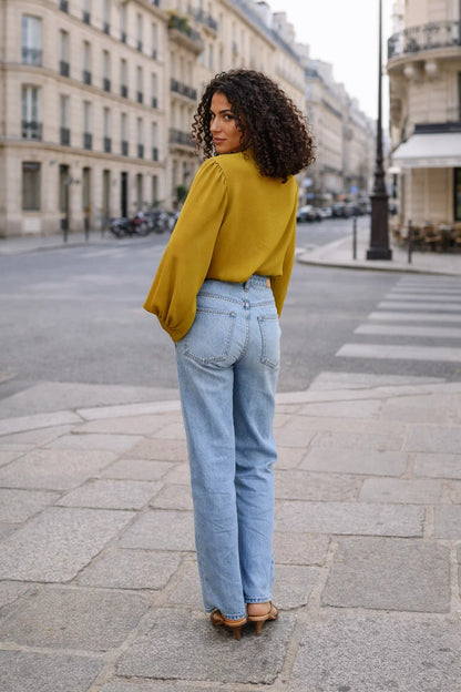 Chemise Col Lavallière Olive