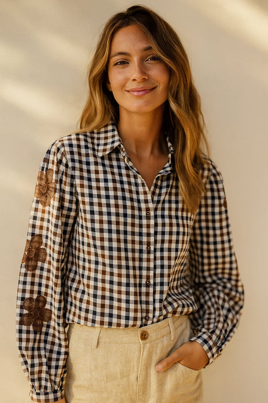 Chemise Vichy Brodée