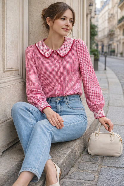 Chemise Vichy Col Claudine