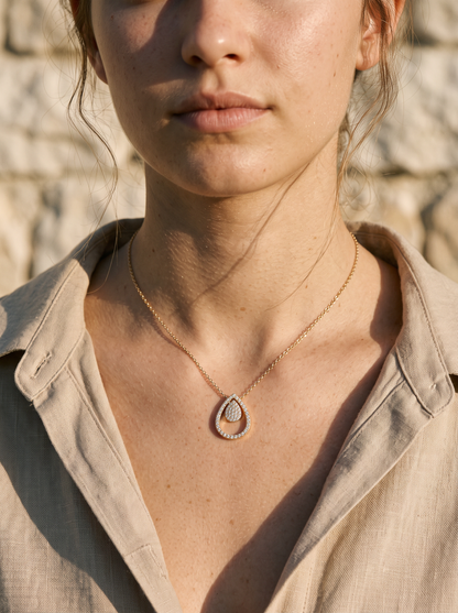 Collier doré à pendentif goutte, acier inoxydable