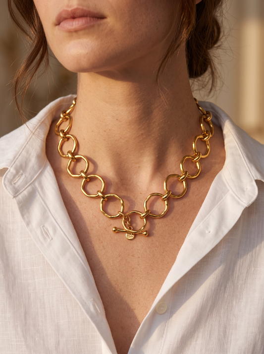 Collier maille doré en acier inoxydable, sans pendentif