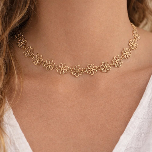 Collier Fleurs Dorées