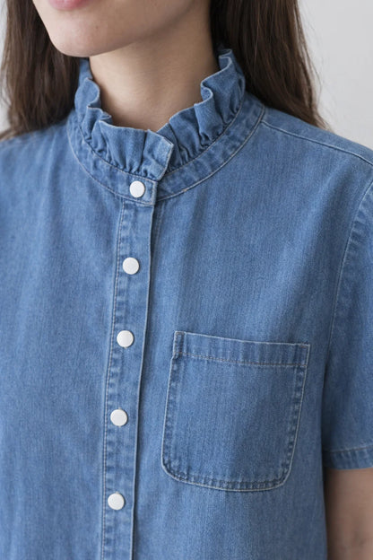 Combi-short Denim Col Froncé