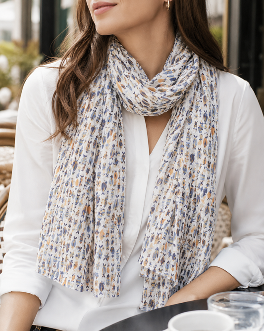 Foulard Coton Petits Poissons Rayés