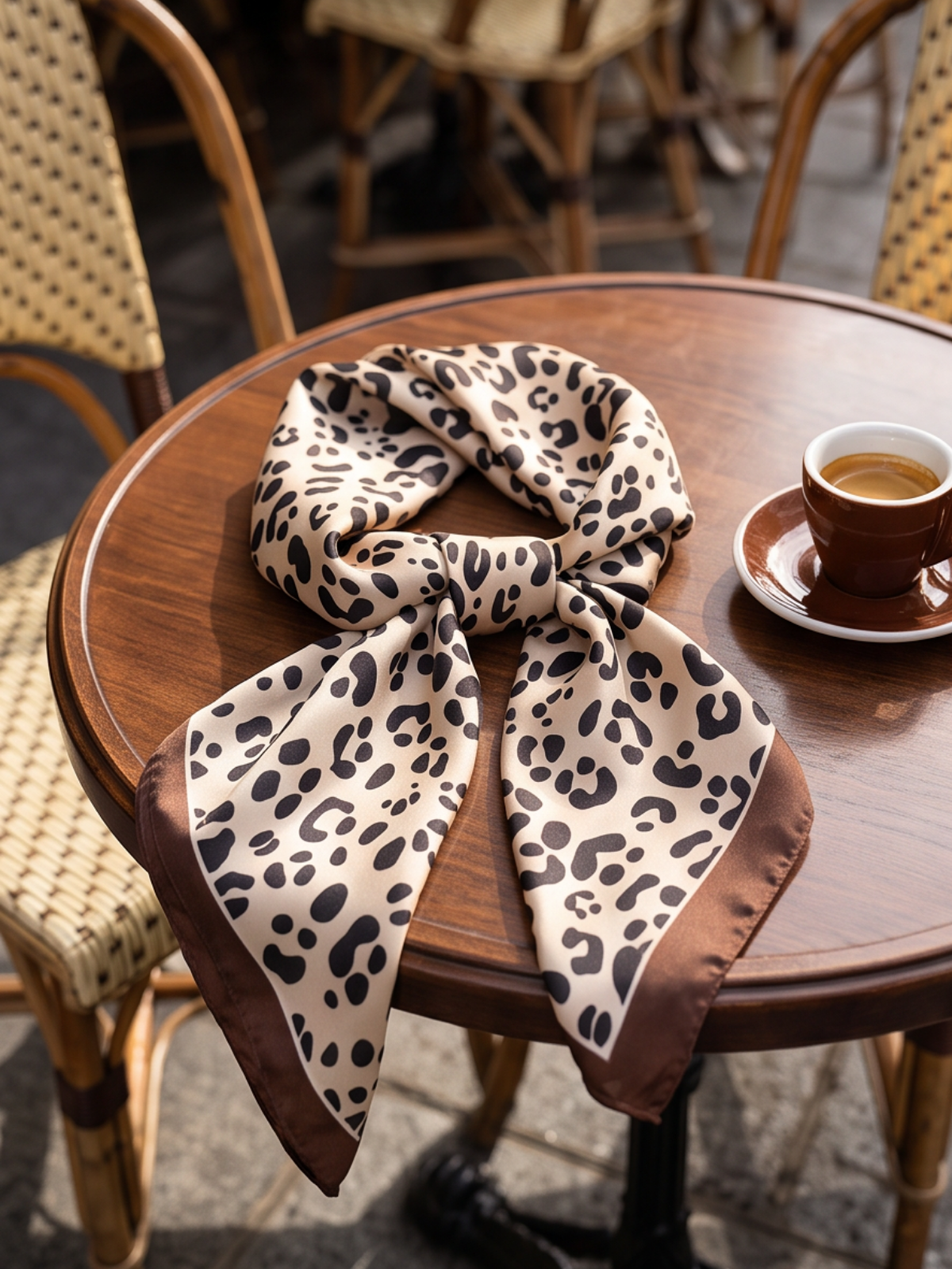Foulard Yseult - Carré Léopard Satiné