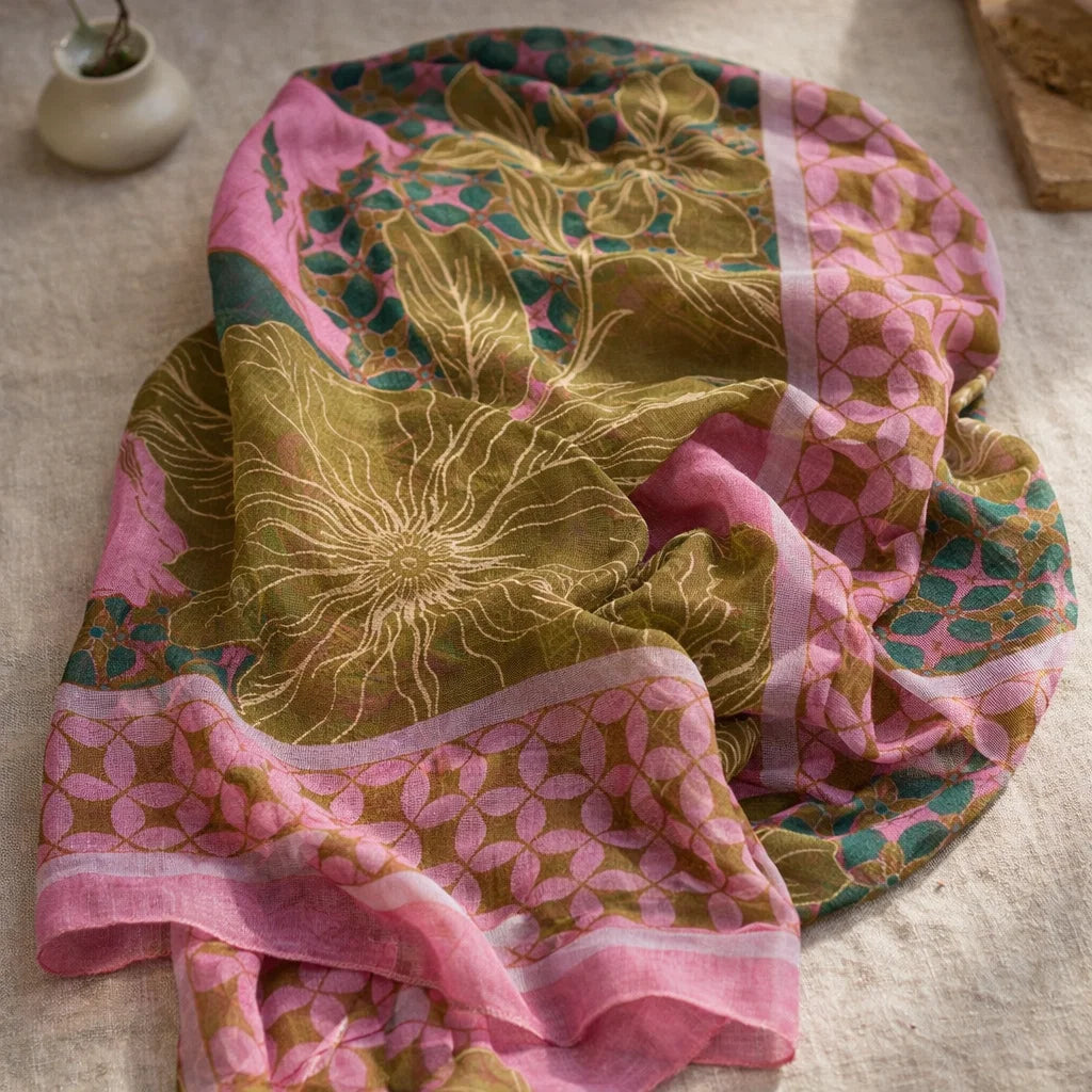 Foulard Batik et Pivoines