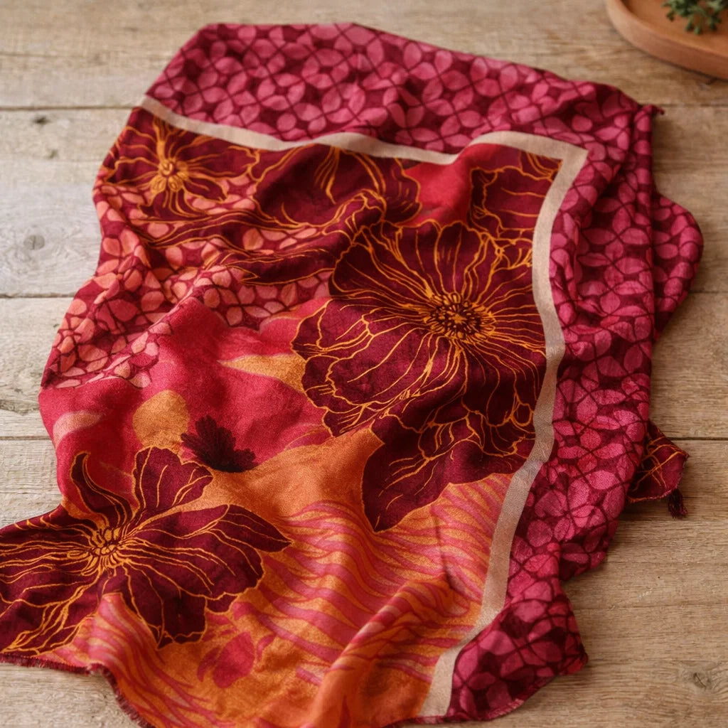 Foulard Batik et Pivoines