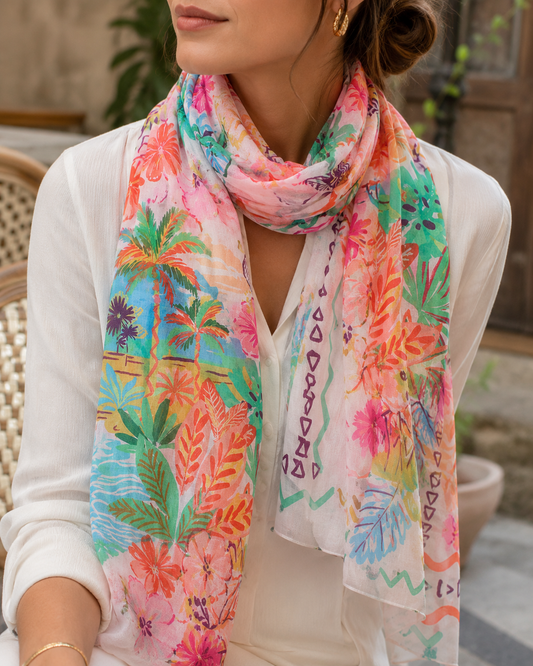 Foulard Coton Plage Tropicale