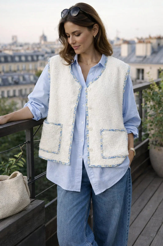 Gilet sans Manches Bords Fleuris