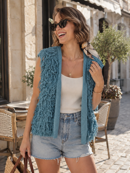 Gilet Maille Frangé