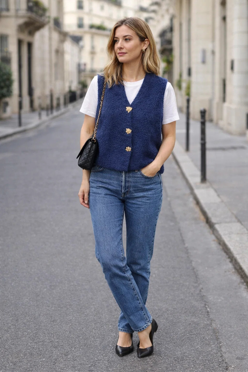 Gilet sans Manches Boutonné