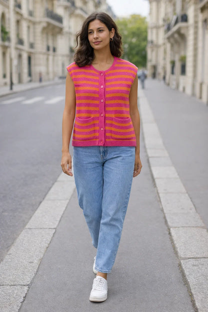 Gilet Rayé Pastel