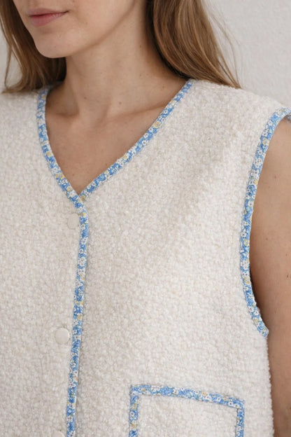 Gilet sans Manches Bords Fleuris