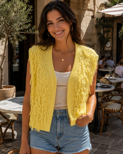 Gilet Maille Frangé