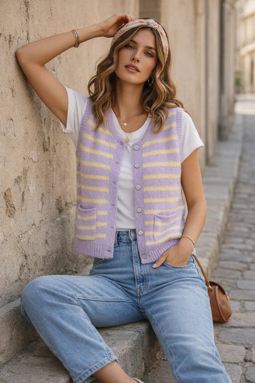 Gilet Rayé Pastel