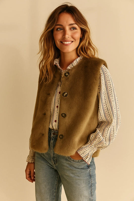 Gilet sans Manches Fausse Fourrure