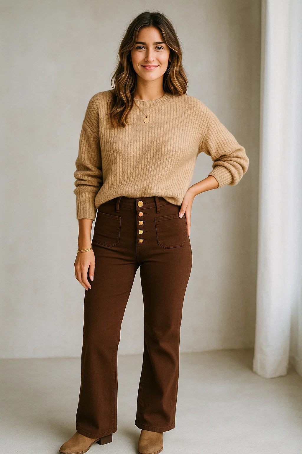 Jean Taille Haute à Boutons