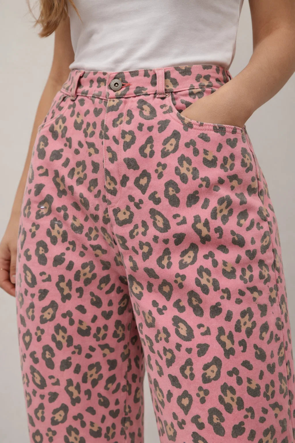 Pantalon Barrel Léopard