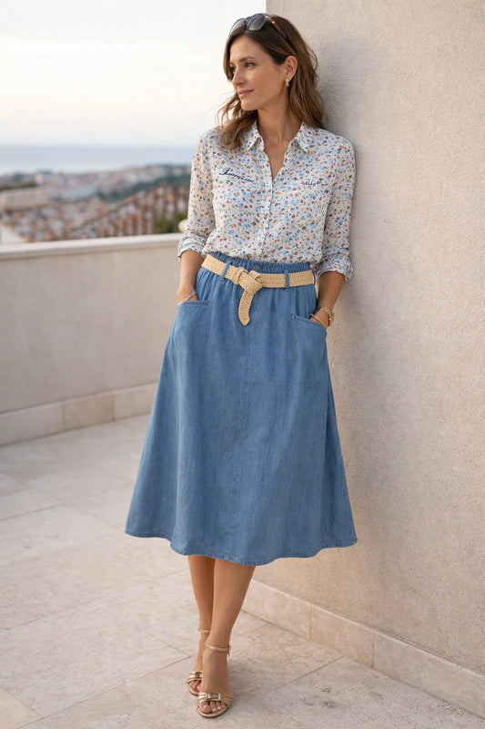Jupe Uni ou Rayé Denim