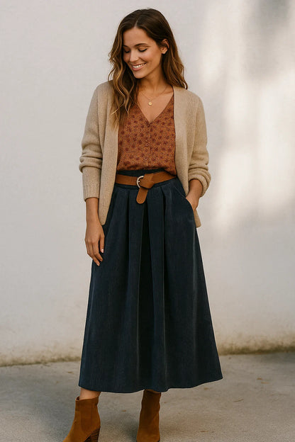 Jupe Longue Velours Côtelé