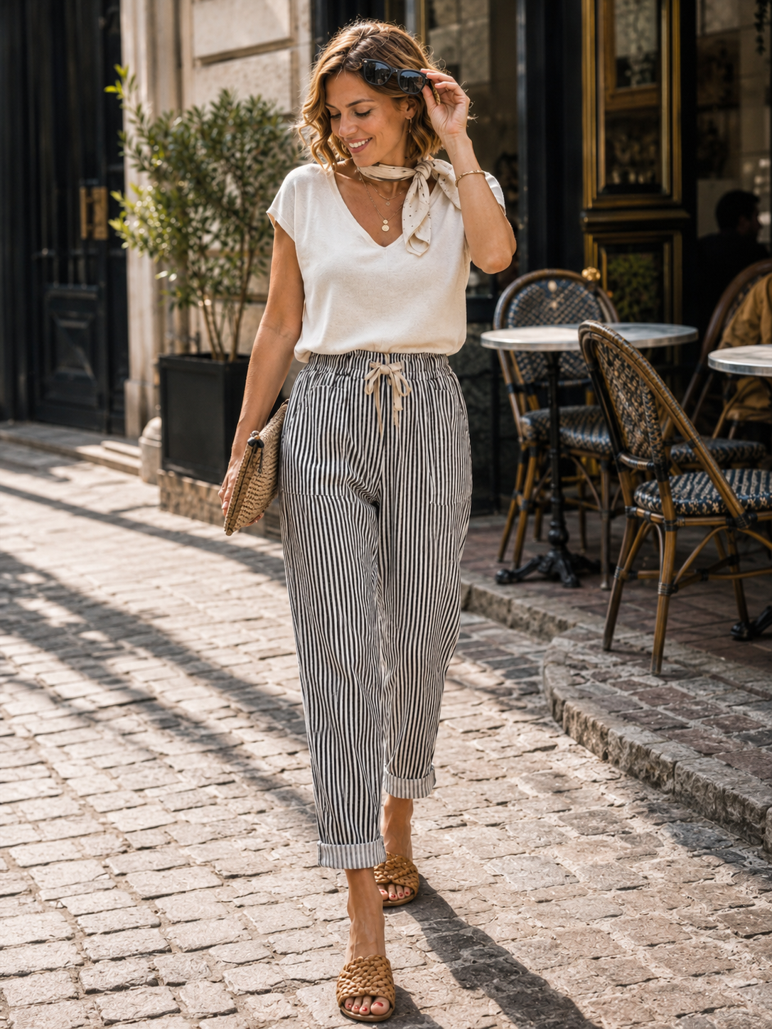 Pantalon Rayures Casual