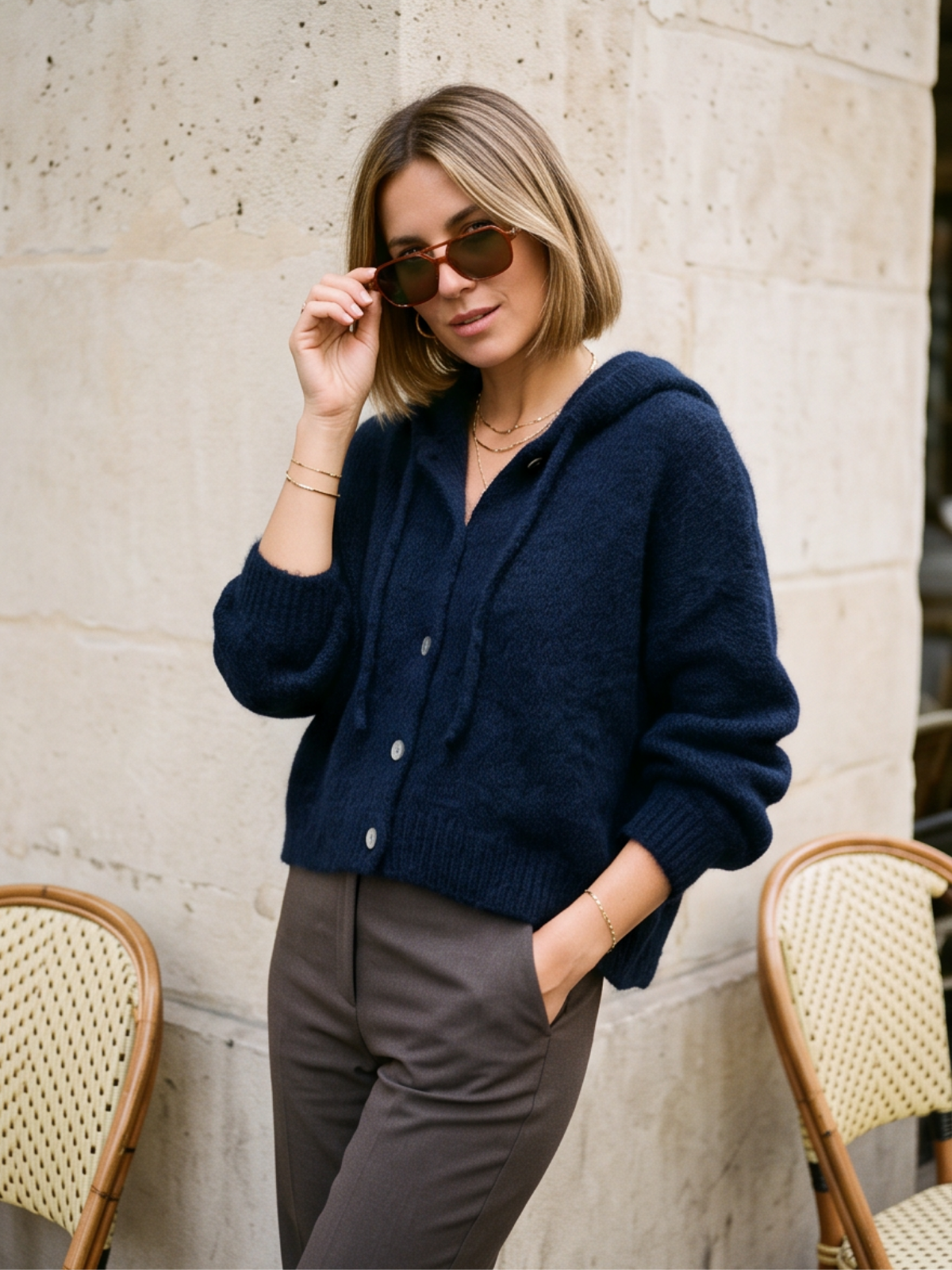 Gilet Solveig - Capuche Mohair