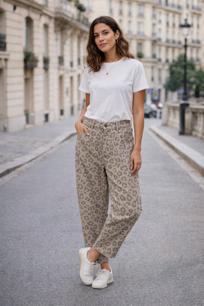 Pantalon Barrel Léopard