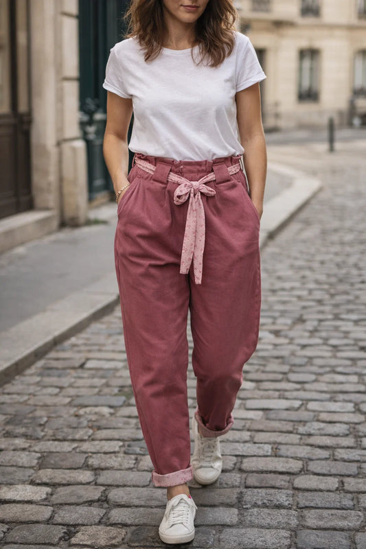 Pantalon Ceinture Fleurie