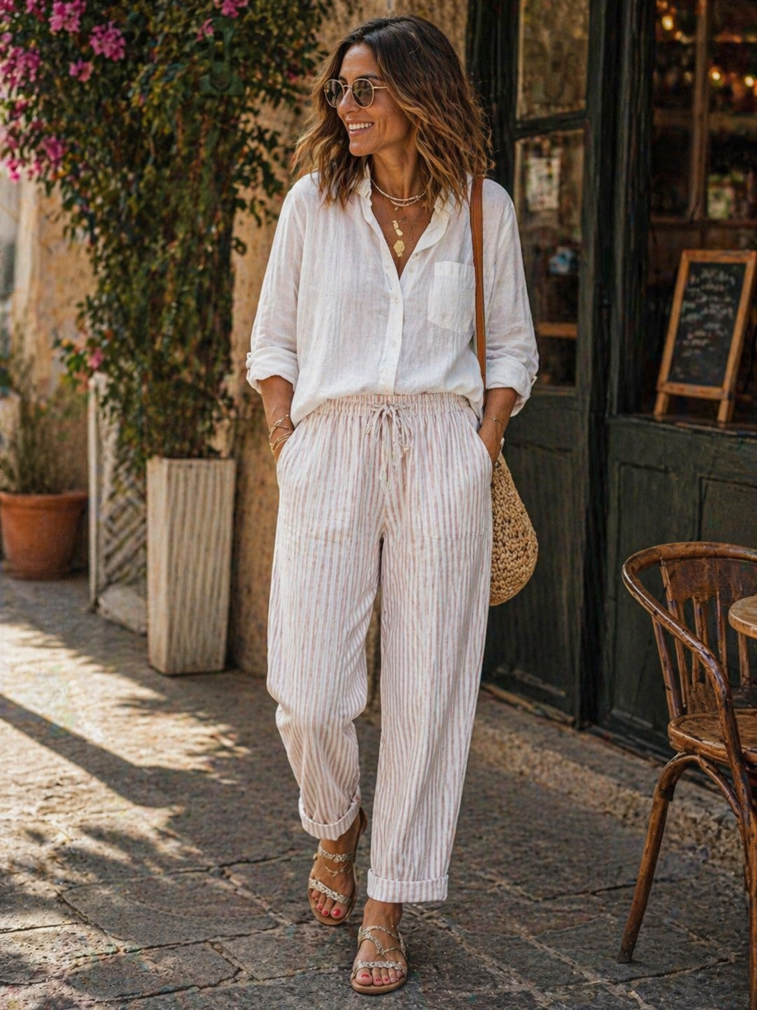 Pantalon Rayures Casual