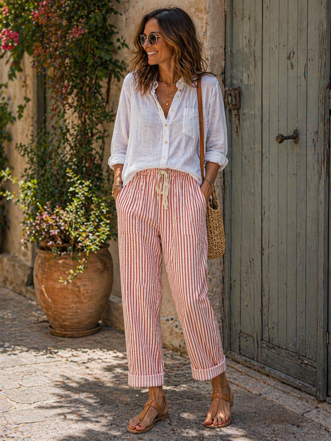 Pantalon Rayures Casual