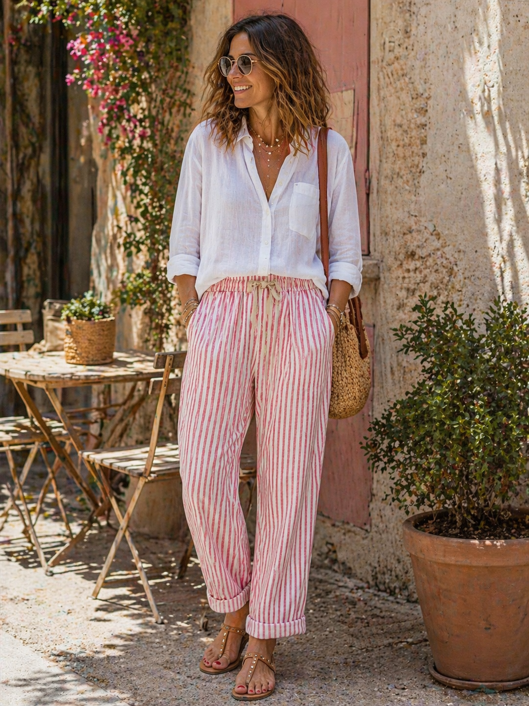 Pantalon Rayures Casual
