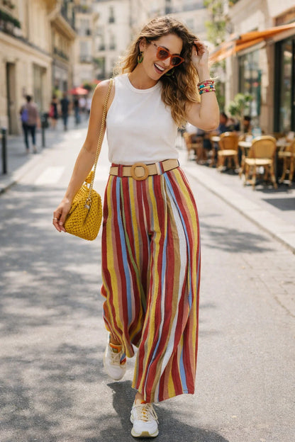 Pantalon Fluide Rayures