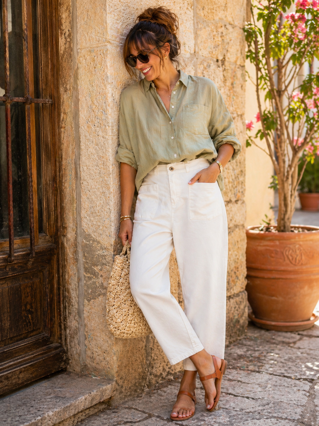 Pantalon Toile de Coton Stretch