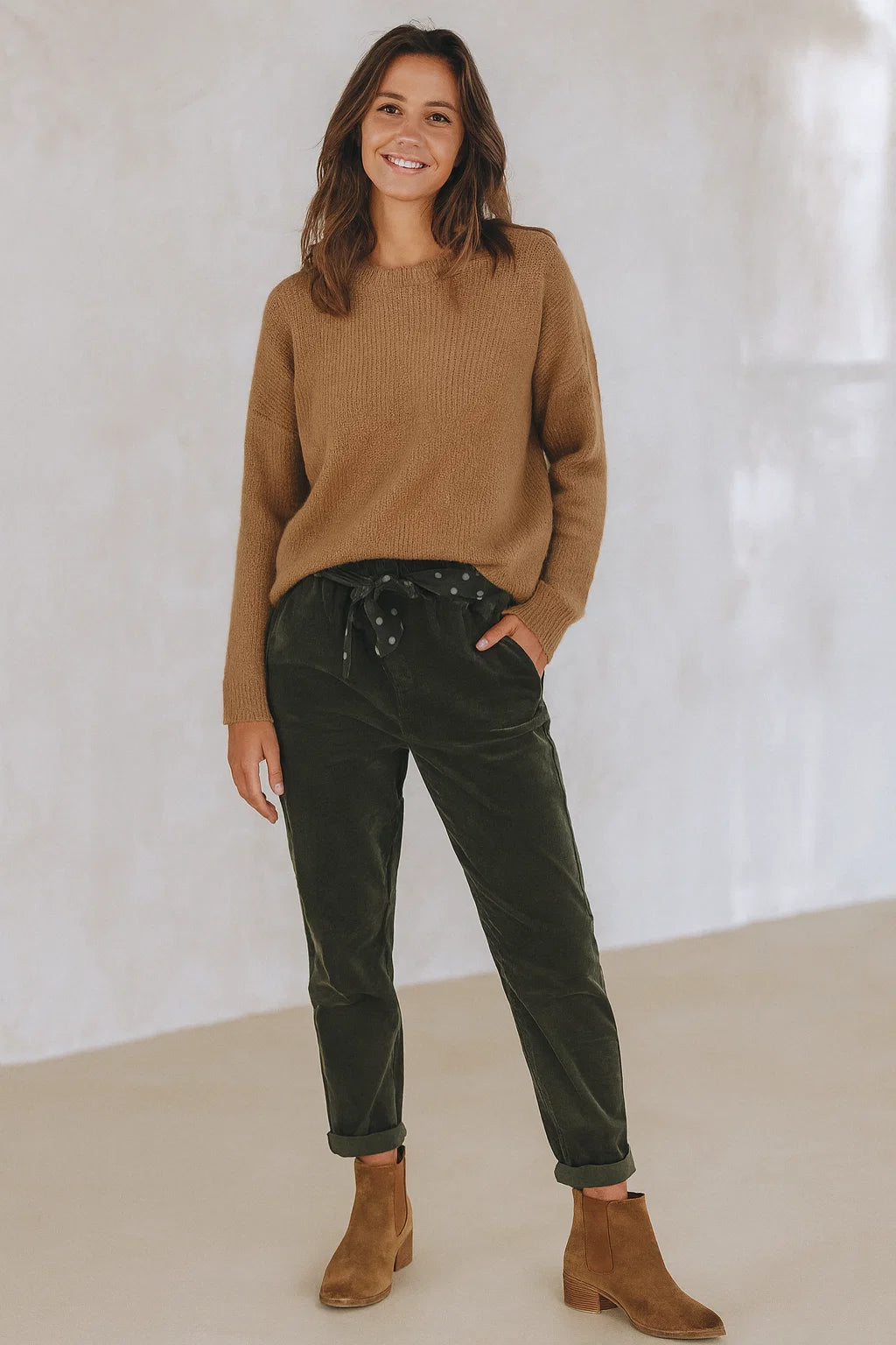 Pantalon Ceinture Foulard Pois