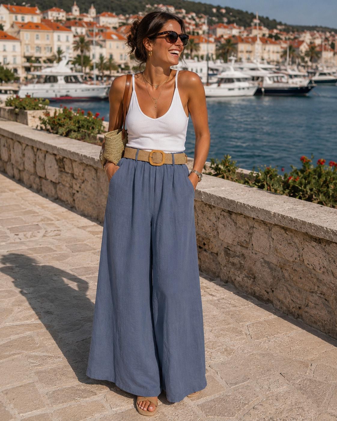 Pantalon Lin Ceinturé