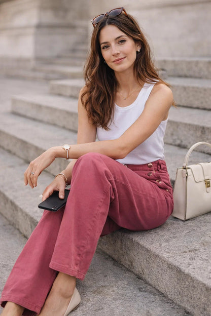 Pantalon Boutons Chic