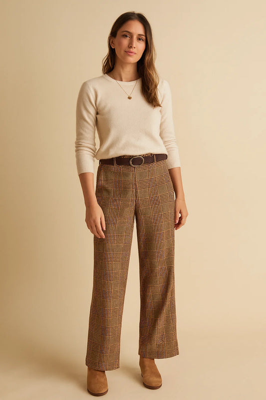 Pantalon Élégant Carreaux