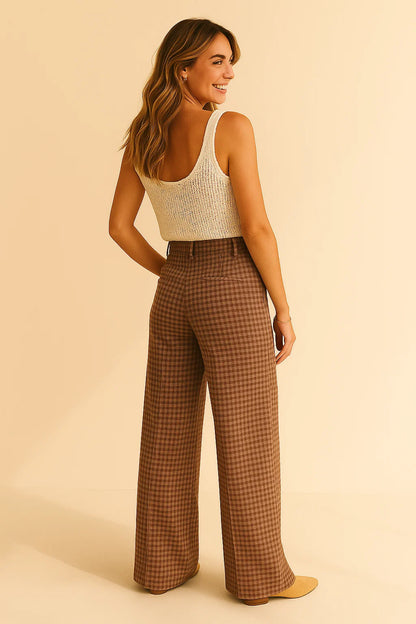 Pantalon à Carreaux Bordeaux