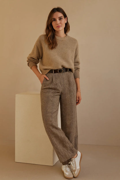 Pantalon Ceinturé Chevrons