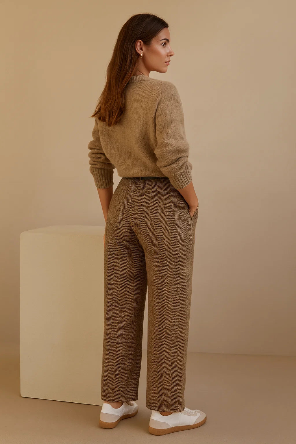 Pantalon Ceinturé Chevrons