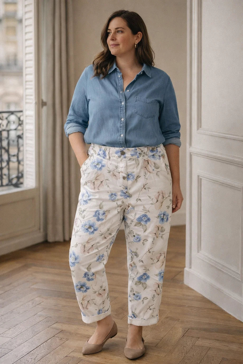 Pantalon Floral Élégant TU 44-48