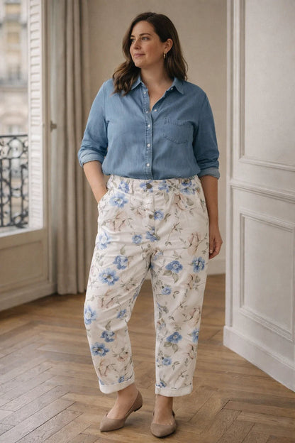 Pantalon Floral Élégant TU 44-48