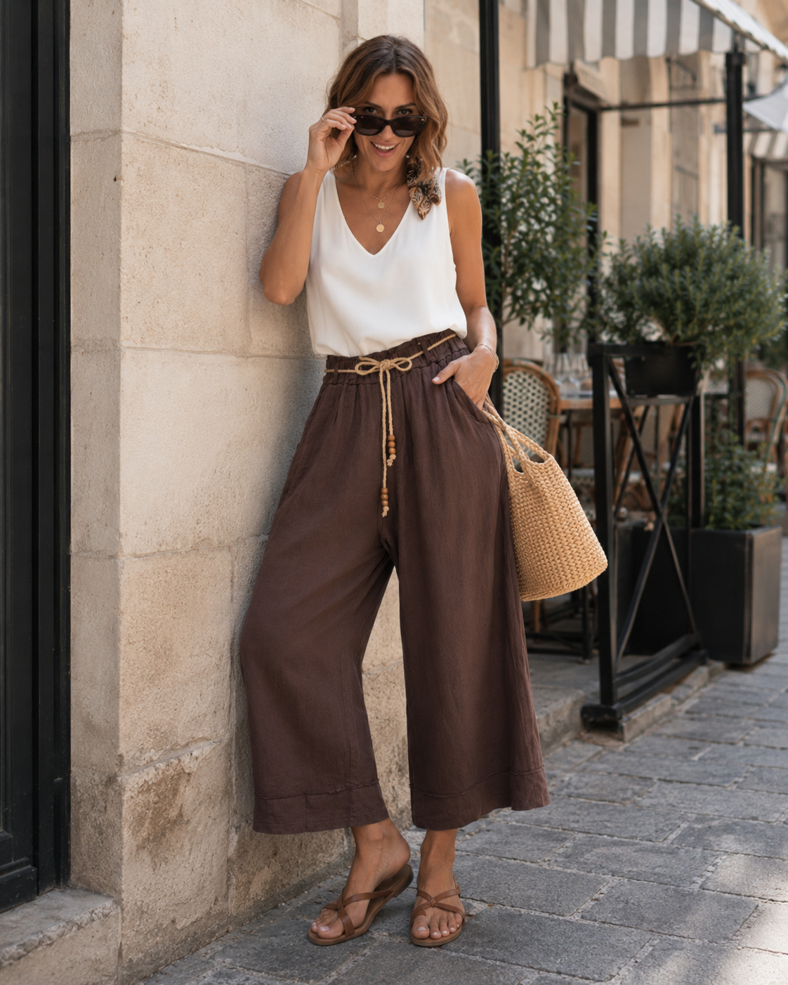 Pantalon Coton Lin Large