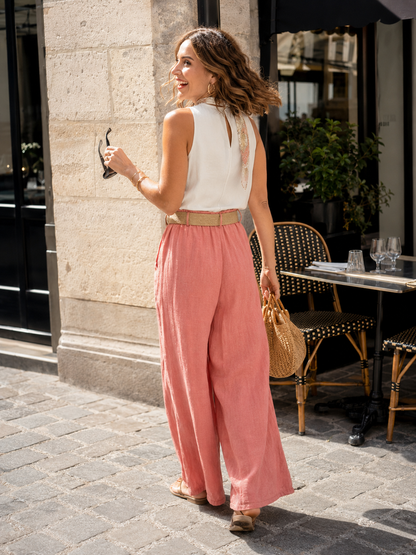 Pantalon Lin Ceinturé