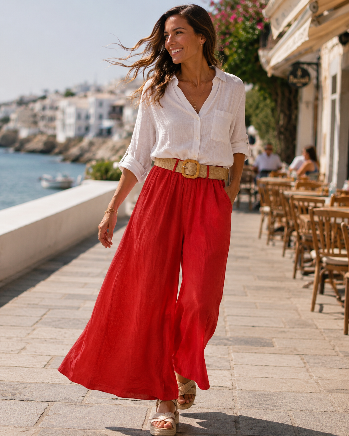 Pantalon Lin Ceinturé